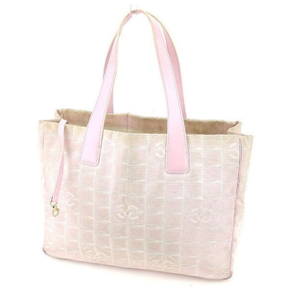 CHANEL Handbags - Authentic Chanel CC Logo Travel Line Large Nylon Tote Bag Light Pink